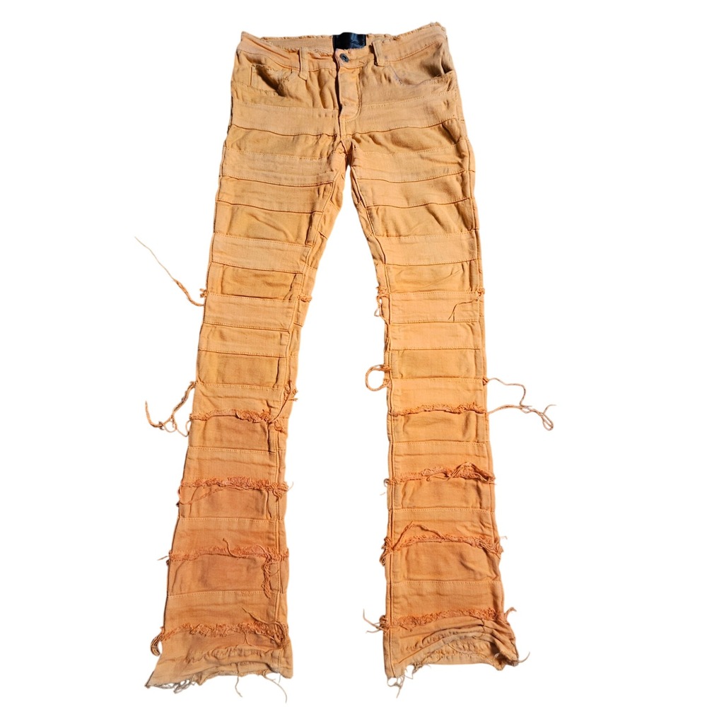 Valabasas Stacked Skinny Flared Denim Jeans Frayed Distressed 29x34 Streetwear